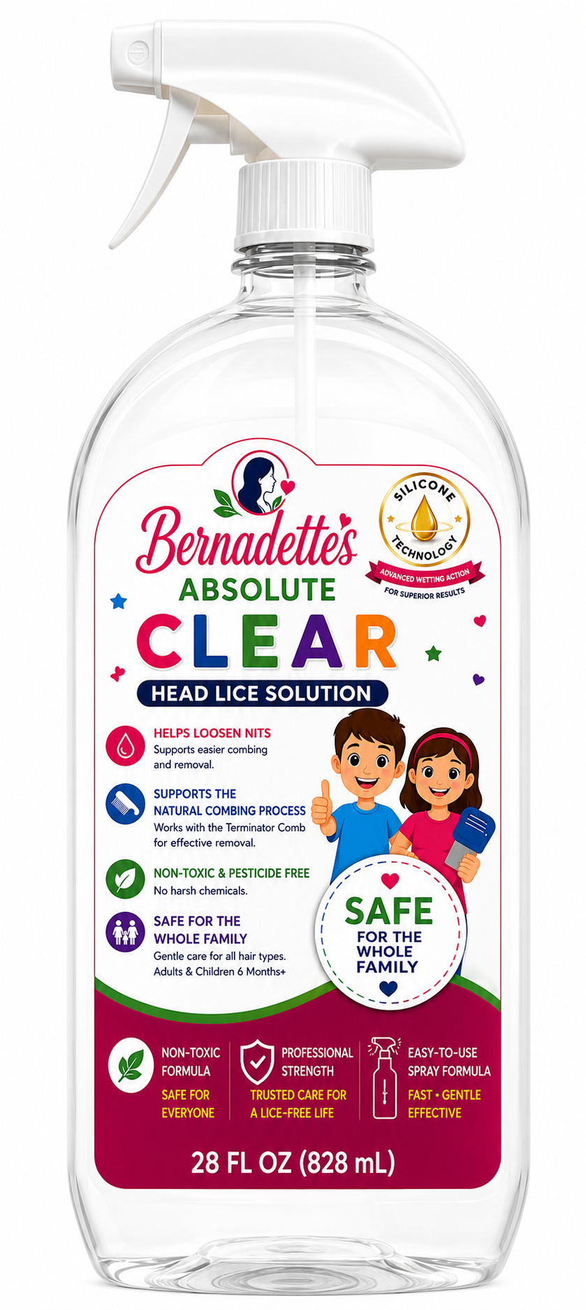 Bernadettes Absolute Clear Lice Solution Spray (28 oz)